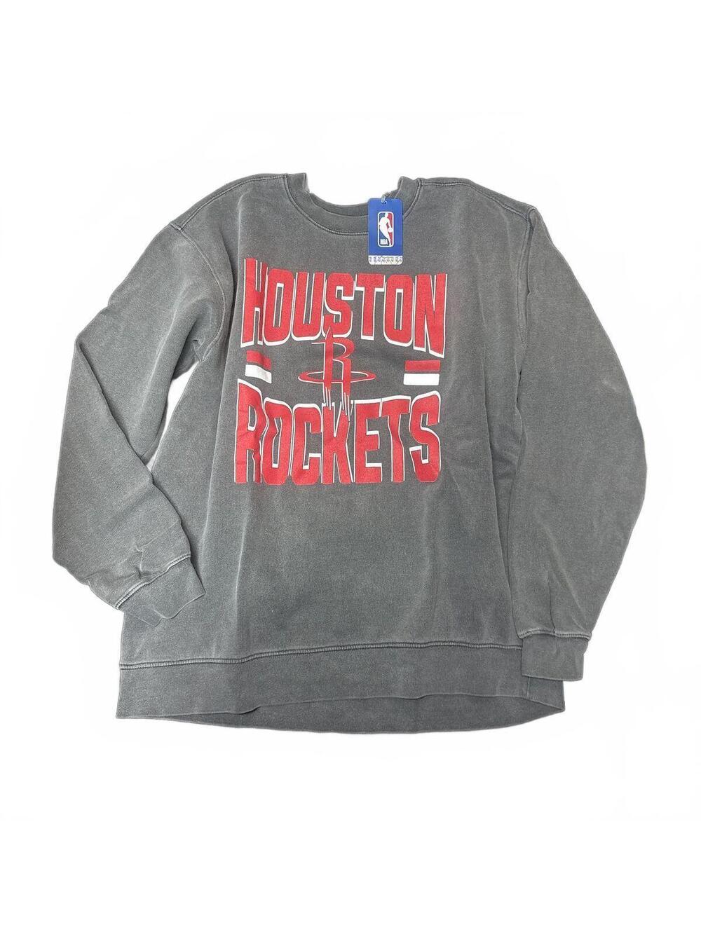 NBA Houston Rockets Mineral Wash Crewneck Sweatshirt Vintage Grey XL NWT
